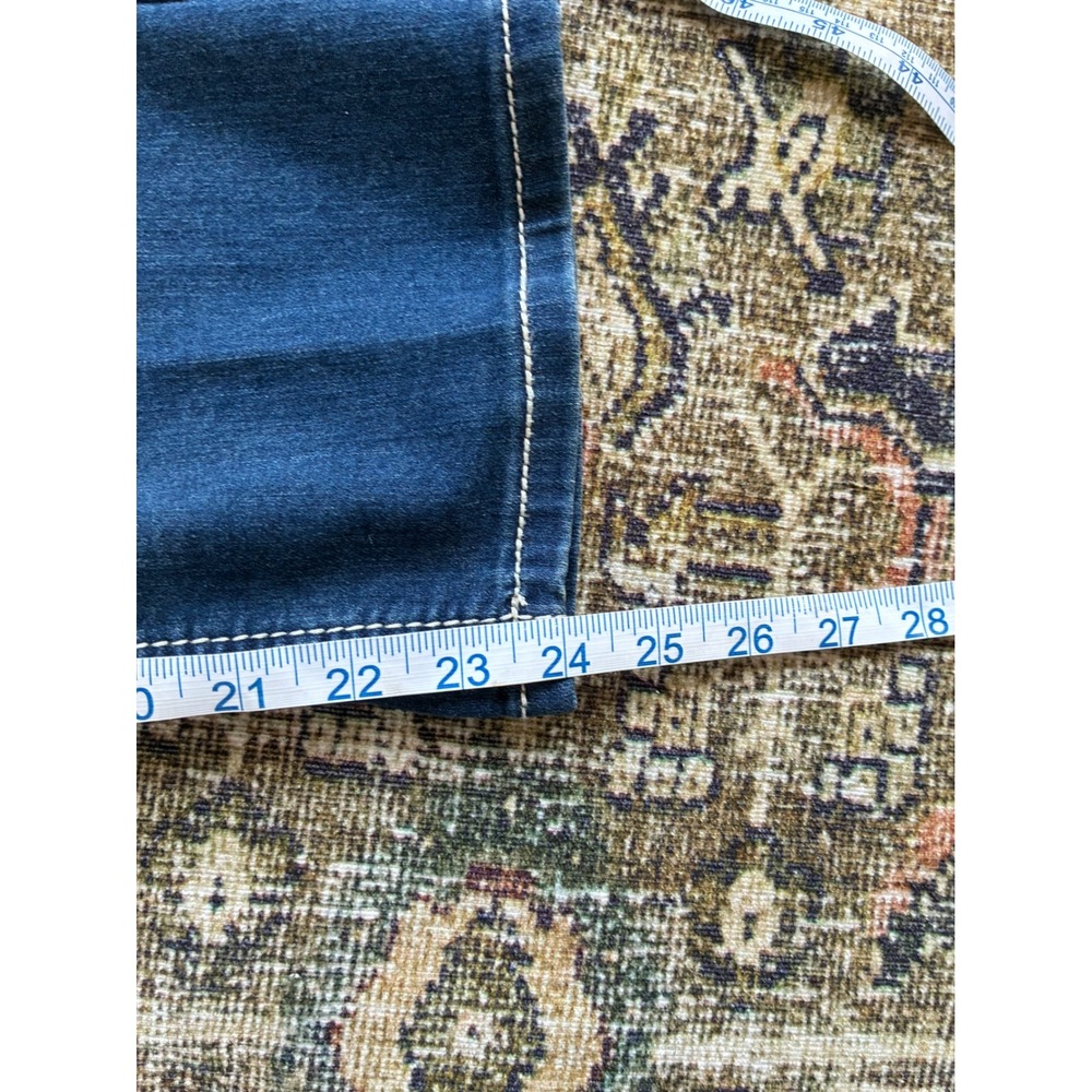 Earl Jean Women's Blue Denim Embellished Pocket Straight capri Leg Jeans Size 8 - Picture 8 of 8